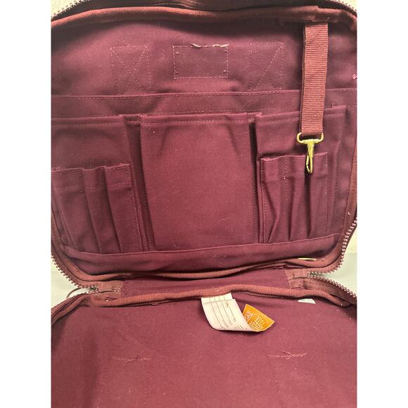 Vintage Lands’ End Square Rigger Maroon Canvas Messenger Laptop Bag Made in USA - Picture 7 of 9